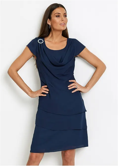 Miniabito a strati con accessorio decorativo, bonprix