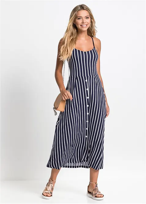Abito estivo in jersey con abbottonatura e fantasia a righe, bonprix
