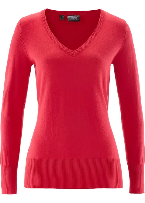 Maglione in filato fine con scollo a V, bonprix
