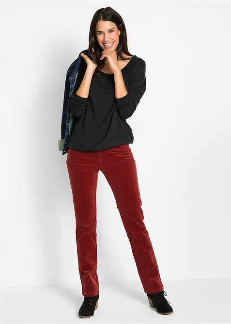 Maglia a maniche lunghe in puro cotone con elastico, bonprix