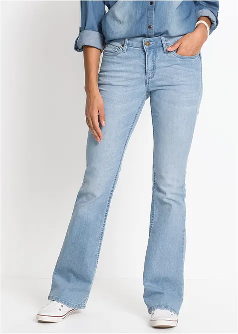 Jeans bootcut elasticizzati confortevoli, vita media, bonprix