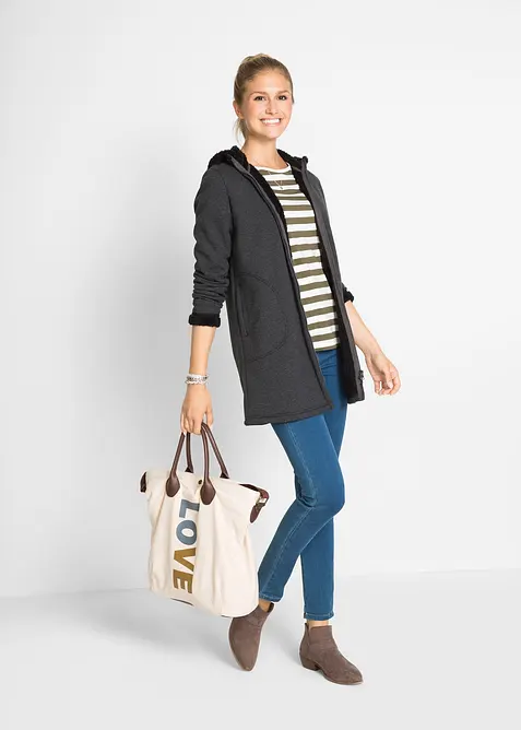 Felpa con zip e  cappuccio in pile teddy, bonprix