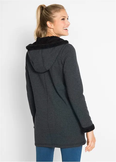 Felpa con zip e  cappuccio in pile teddy, bonprix