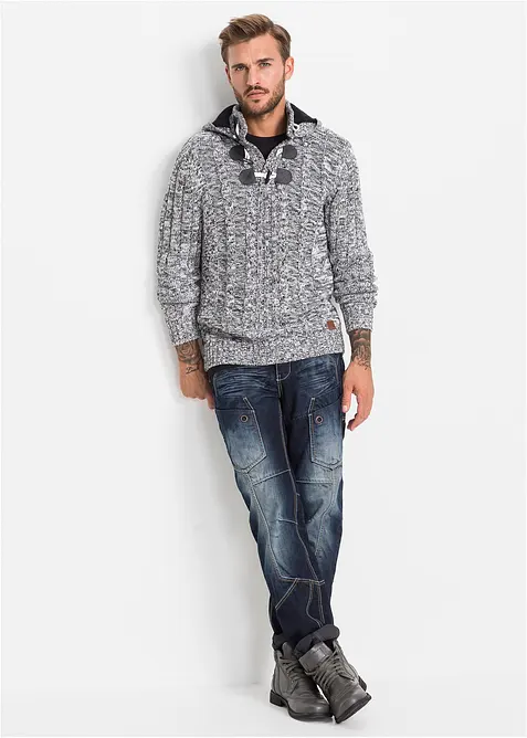 Maglione in filato grosso con cappuccio e cotone, bonprix