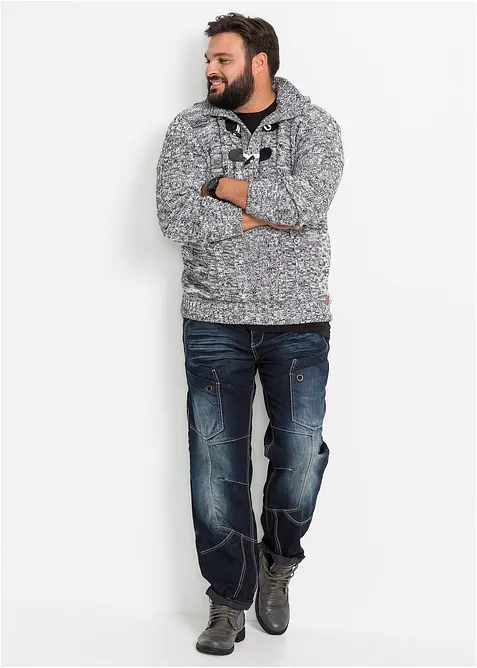 Maglione in filato grosso con cappuccio e cotone, bonprix