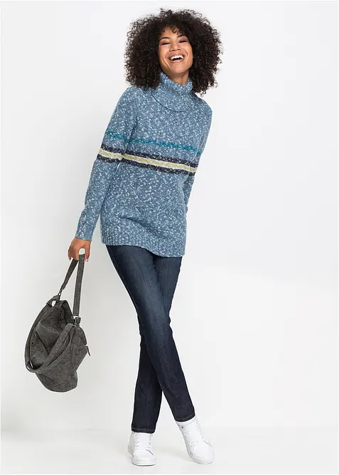 Mom jeans in stretch confortevole, vita media, bonprix