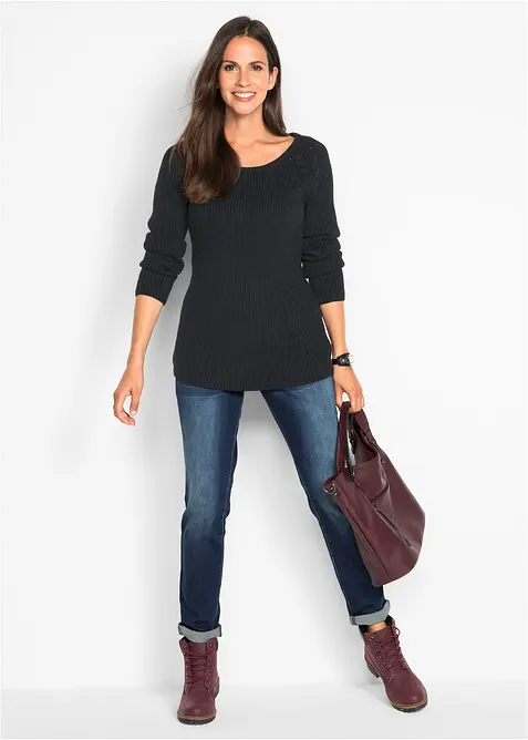 Jeans boyfriend elasticizzati, vita media, bonprix