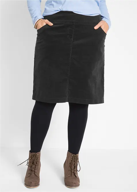 Gonna in velluto elasticizzato di cotone a coste con cinta comoda, bonprix