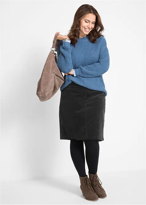 Gonna in velluto elasticizzato di cotone a coste con cinta comoda, bonprix