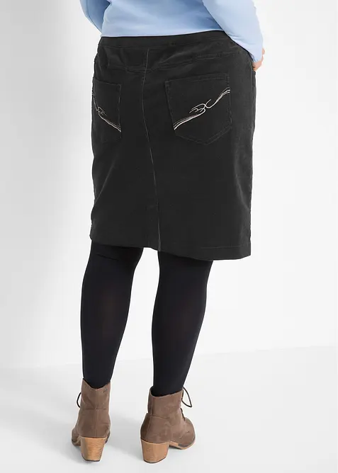 Gonna in velluto elasticizzato di cotone a coste con cinta comoda, bonprix