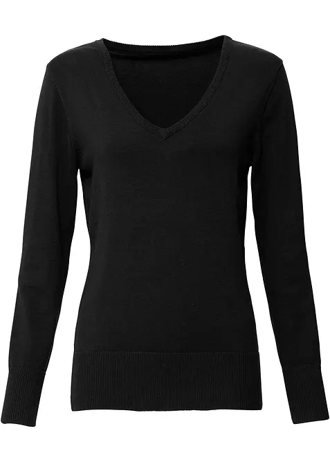 Maglione in filato fine con scollo a V, bonprix