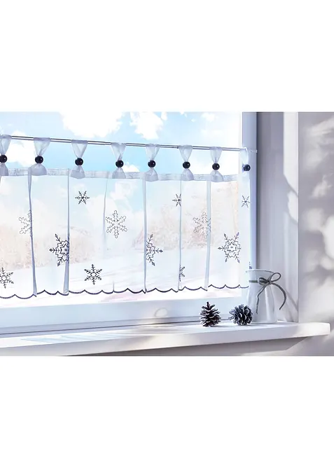 Tenda a vetro con ricami invernali (pacco da 1), bonprix