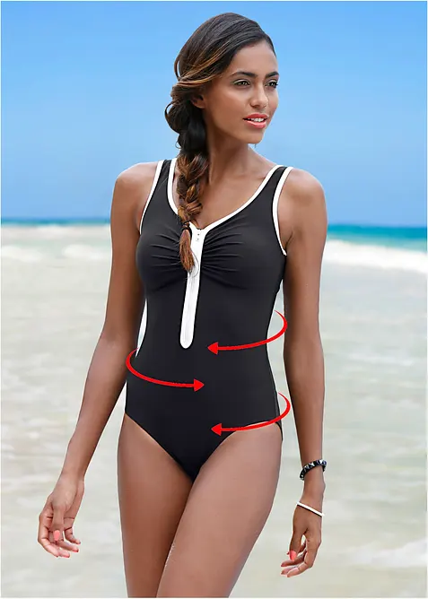 Costume intero con cerniera e effetto modellante leggero, bonprix