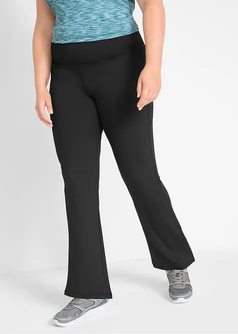 Pantaloni sportivi modellanti con tasca, svasati, bonprix