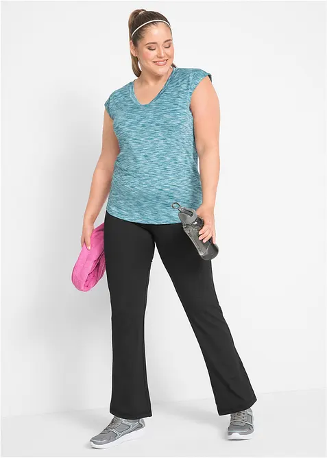 Pantaloni sportivi modellanti con tasca, svasati, bonprix