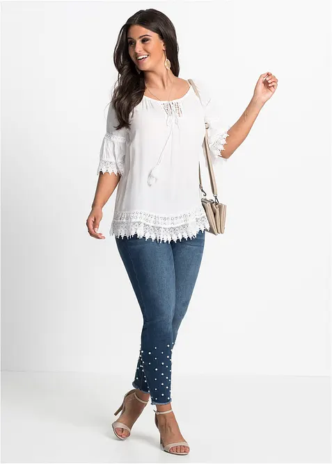 Tunica con pizzo in morbida viscosa, bonprix