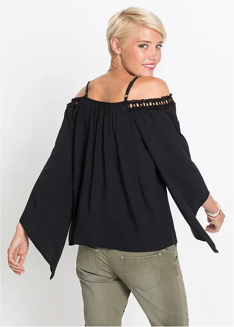 Blusa con spalle scoperte in viscosa fluente, bonprix
