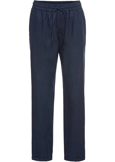 Pantaloni in misto lino con elastico in vita, bonprix