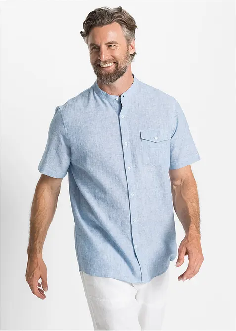 Camicia in misto lino a maniche corte, bonprix