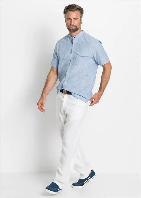 Camicia in misto lino a maniche corte, bonprix