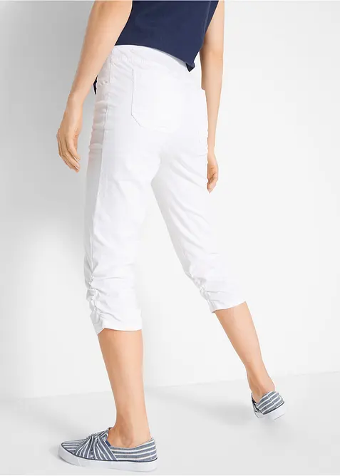 Pantaloni capri di misto cotone con cinta comoda, bonprix