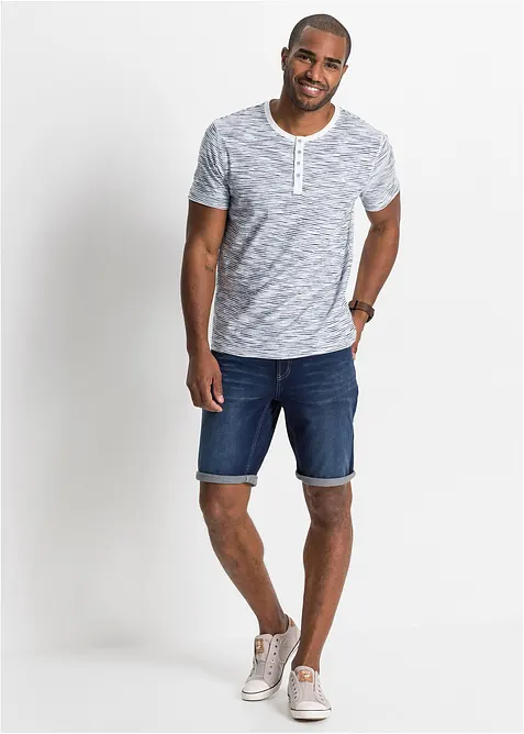 Maglia serafino a maniche corte in puro cotone, bonprix