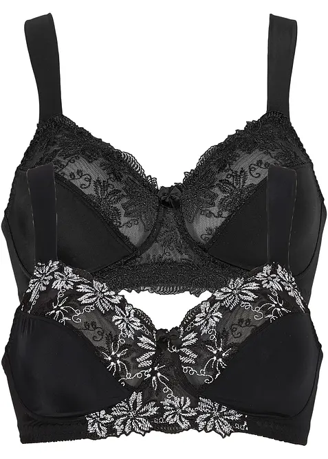 Reggiseno senza ferretto con spalline imbottite (pacco da 2), bonprix