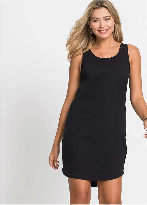 Abito in maglina di cotone con pizzo, bonprix