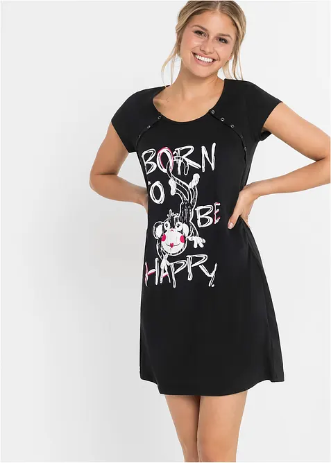 Camicia da notte allattamento con cotone, bonprix
