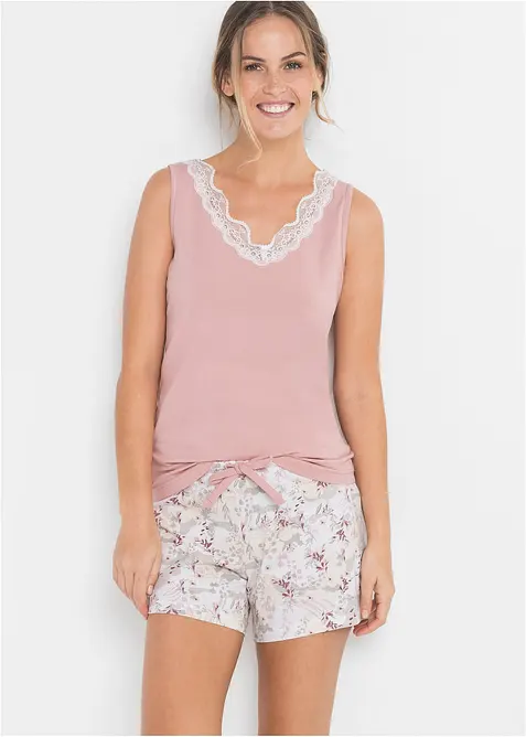 Pigiama estivo con pizzo raffinato, bonprix