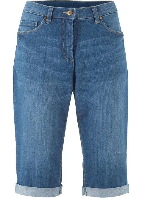 Bermuda in jeans elasticizzati con fondo arrotolato, bonprix