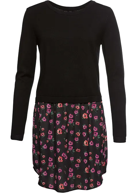 Maglione in filato fine con baschina a gonna, bonprix