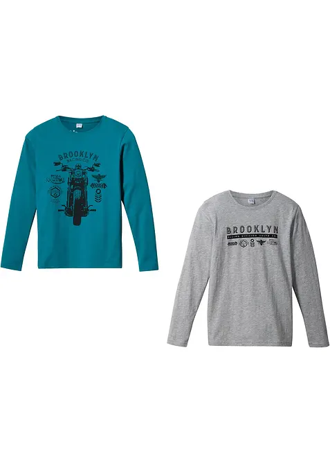 Maglia a maniche lunghe con cotone biologico (pacco da 2), bonprix
