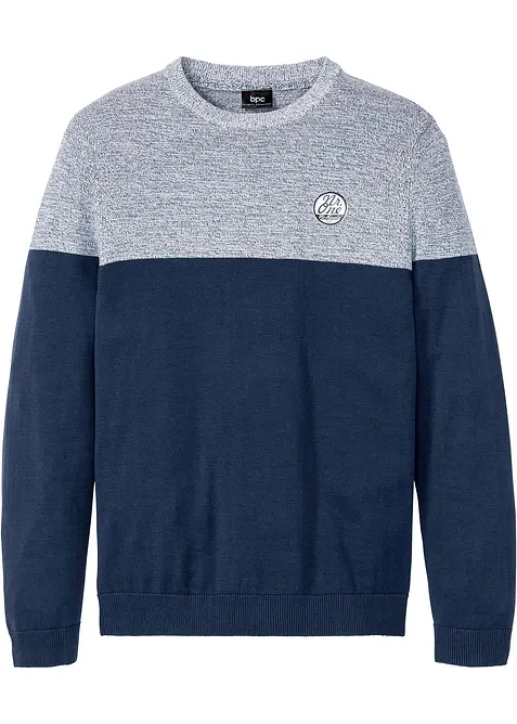 Maglione in filato fine in color block con cotone, bonprix