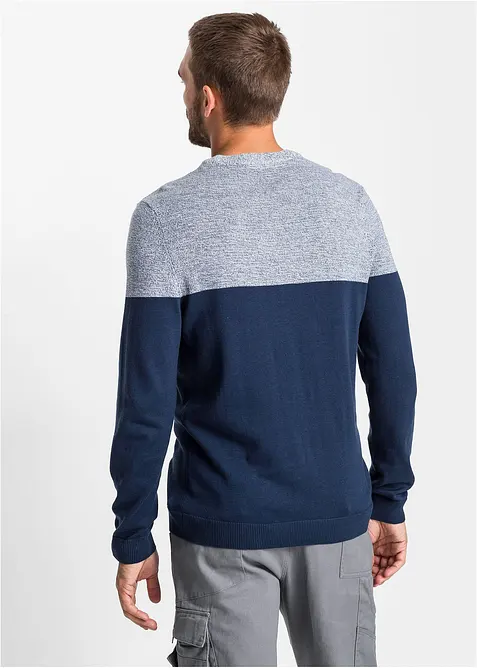 Maglione in filato fine in color block con cotone, bonprix