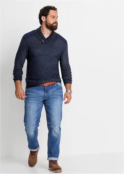 Maglione in filato fine con collo a scialle, bonprix