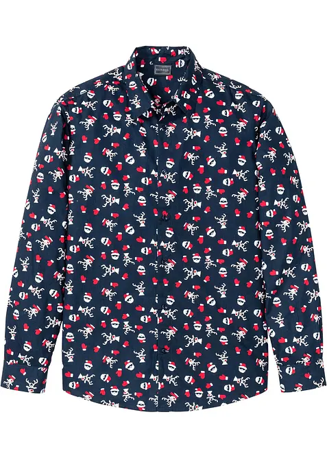Camicia a maniche lunghe natalizia slim fit, bonprix