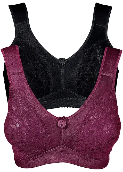 Reggiseno contenitivo senza ferretto con spalline imbottite (pacco da 2), bonprix