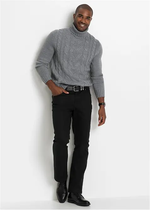 Maglione a collo alto con lavorazione a trecce, bonprix