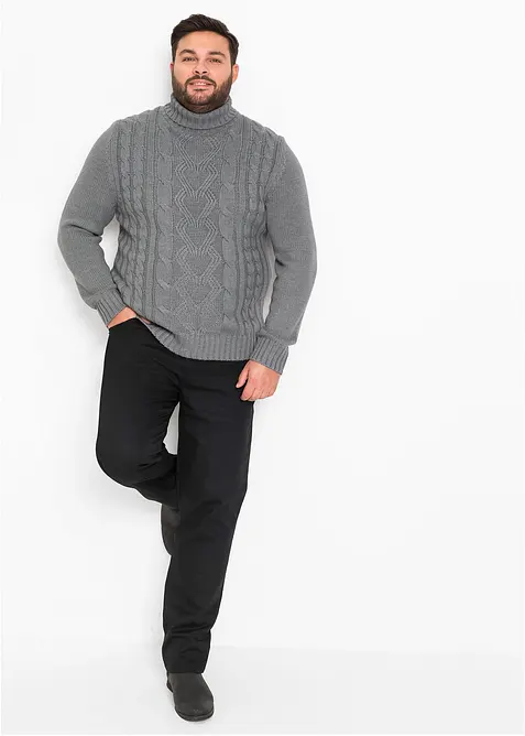 Maglione a collo alto con lavorazione a trecce, bonprix