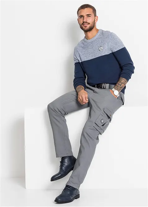 Maglione in filato fine in color block con cotone, bonprix