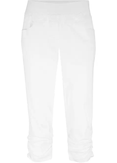 Pantaloni capri di misto cotone con cinta comoda, bonprix