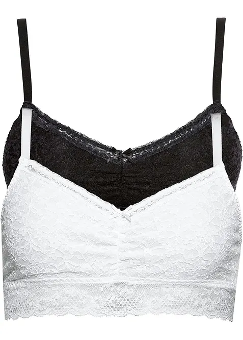 Reggiseno bustier con pizzo morbido (pacco da 2), bonprix