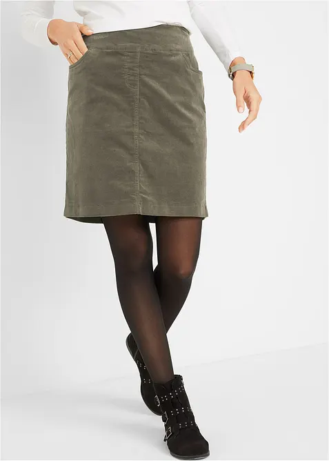 Gonna in velluto di misto cotone elasticizzato, bonprix