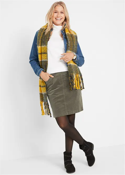 Gonna in velluto di misto cotone elasticizzato, bonprix