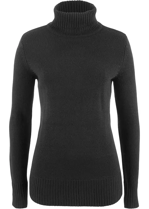 Maglione basic a collo alto in filato fine, bonprix