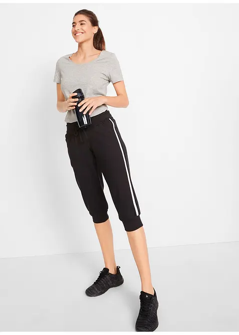 Pantaloni capri sportivi in cotone, bonprix