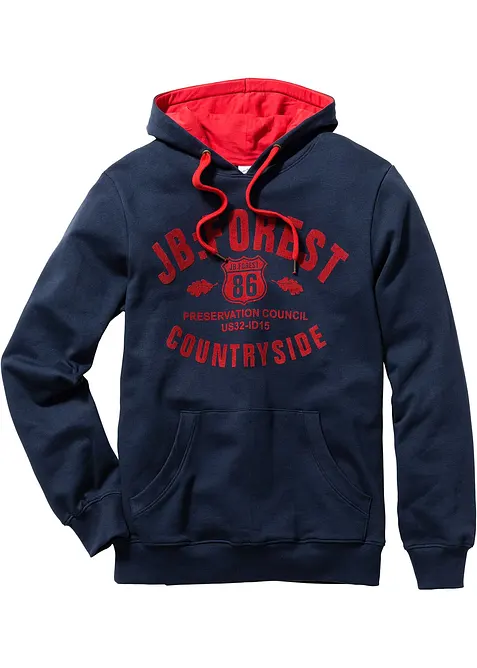 Felpa con cappuccio e stampa floccata, bonprix