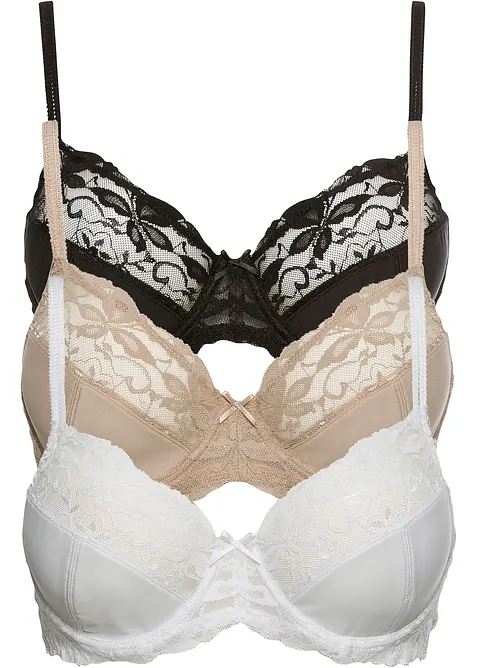 Reggiseno con ferretto e pizzo delicato (pacco da 3), bonprix