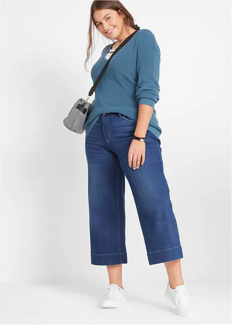 Jeans culotte cropped elasticizzati ultra morbidi, bonprix